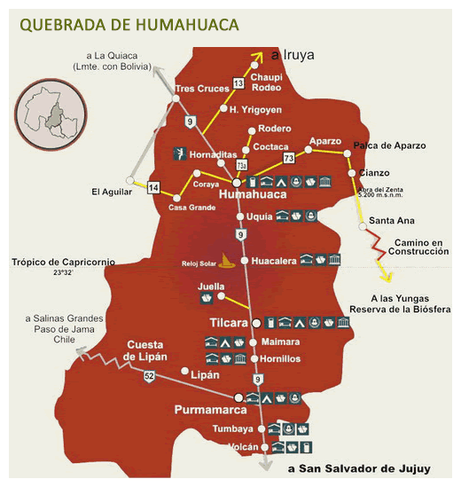Mapa de la Quebrada de Humahuaca