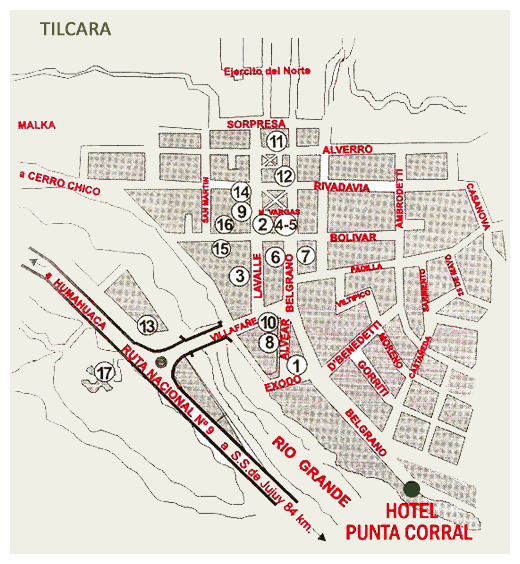 Mapa de Tilcara Jujuy